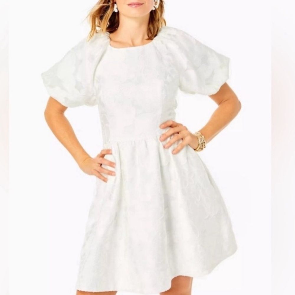 NWT Lilly Pulitzer Knoxlie Dress White‎ Silk Blend Organza Size 4 *Flawed